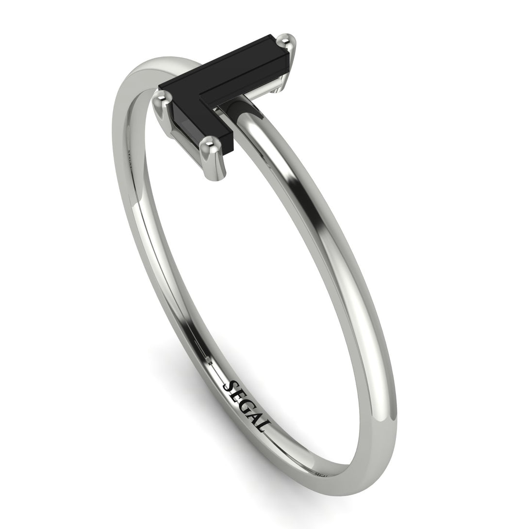 L Letter - Initial White Gold Diamond Ring